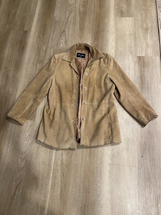 Bernardo Jackets & Blazers - Bernardo Genuine Leather Suede Jacket XL Camel Tan Distressed Vintage